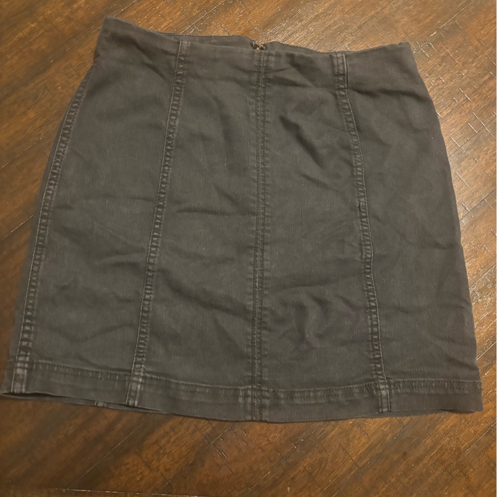 Free People black denim mini skirt
